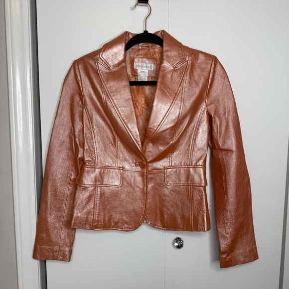 Worthington Jackets & Blazers - Vintage Orange Iridescent 100% leather Blazer XSmall - Worthington